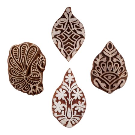 Set of 4 Piece New Mix Wooden Printing Blocks